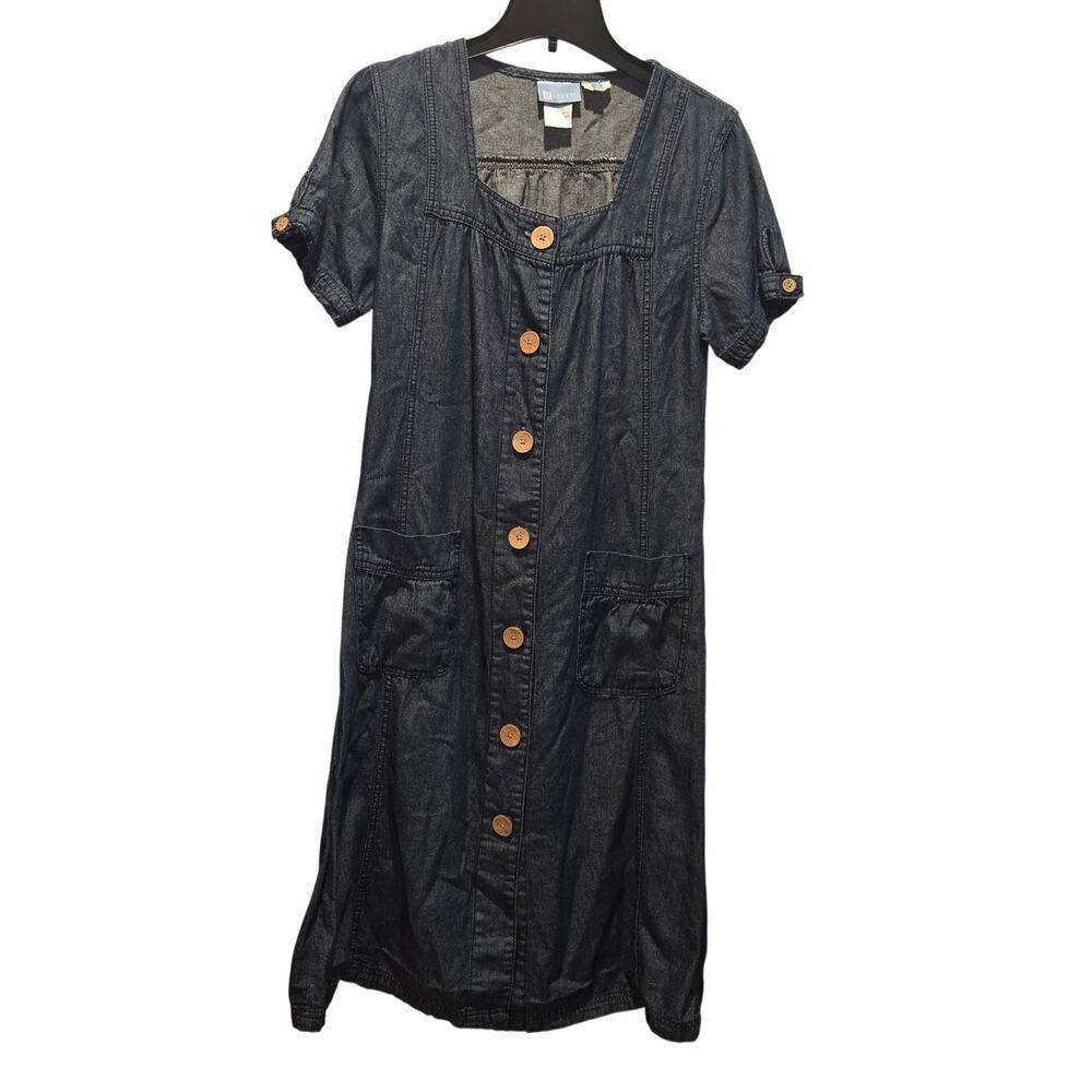 Koret Women's Large denim Pockets Button Front cottagecore sz M